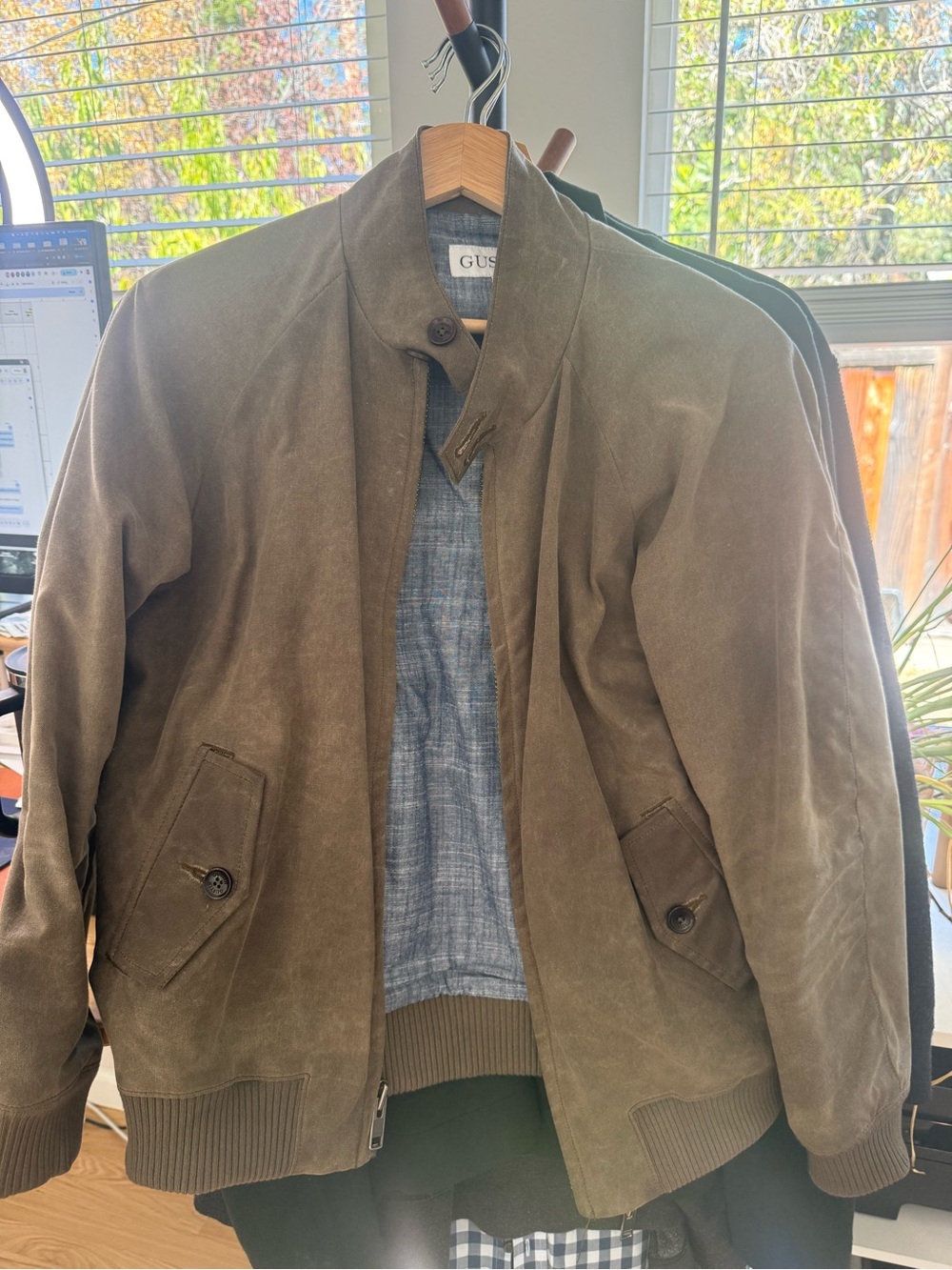Gustin Olive Waxed Canvas Trucker Jacket